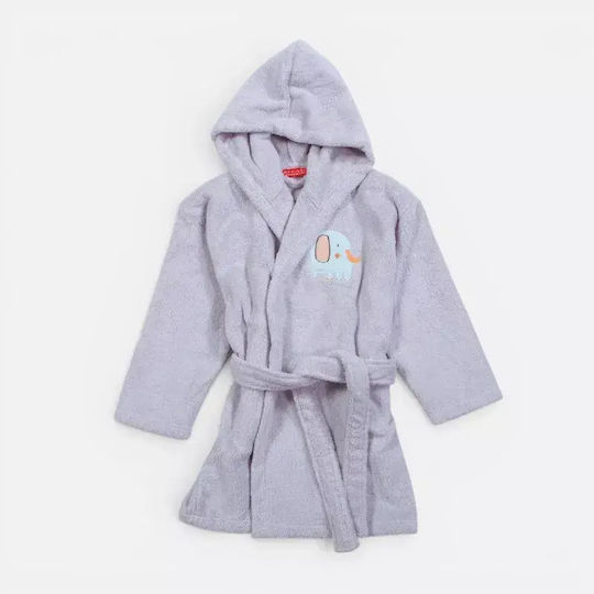 Nef-Nef Homeware Baby Bathrobe with Hood Elephants Grey