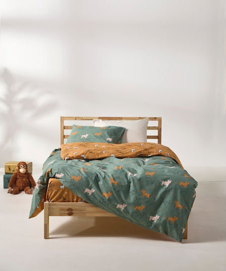 Kentia Kinderbettdecke Einzel Asmara Grün-Beige 160x240cm