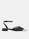 Spitze Zehe Pumps mit Riemchen & Niedrigem Absatz Schwarz