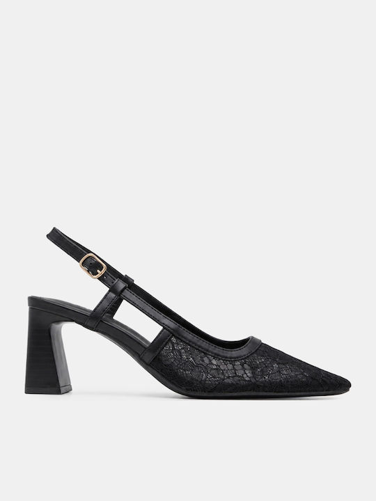 Spitze Zehe Pumps Mit Mittlerem Absatzhöhe Schwarze