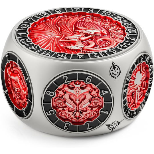 Octagon Spinner Dice Red & Silver