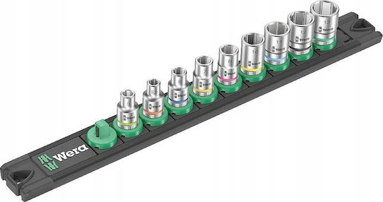 Wera Magnetische Steckdosen mit Rahmen Gastgeber 1/4" Set 9 Stück