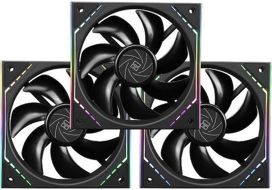 Thermalright TL-M12-3 Ventilatoare pentru carcasa 120mm (1500rpm / 47.6cfm) cu Iluminare ARGB și Conexiune 4-Pin PWM 3 buc Negru