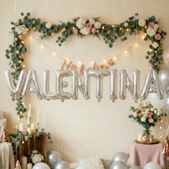Set 9 Baloane Folie Argintii cu LED 40 cm