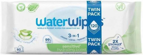 Sensitive Hydrating Boost Baby Wipes with 99.9% Water, Alcohol-Free & Parabens 2x60 pcs