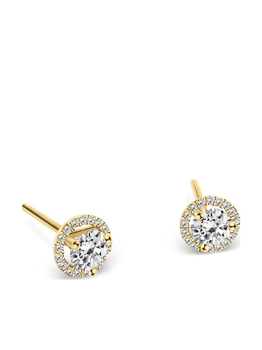Multi-Stone Earrings Rosettes 18K Gold Diamonds 0.49ct Vs2 F Sk5000