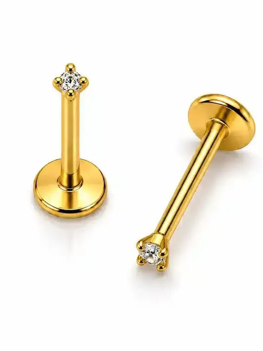 Helix Piercing Χρυσό Μικρό Λευκό Ζιργκόν Ss028b