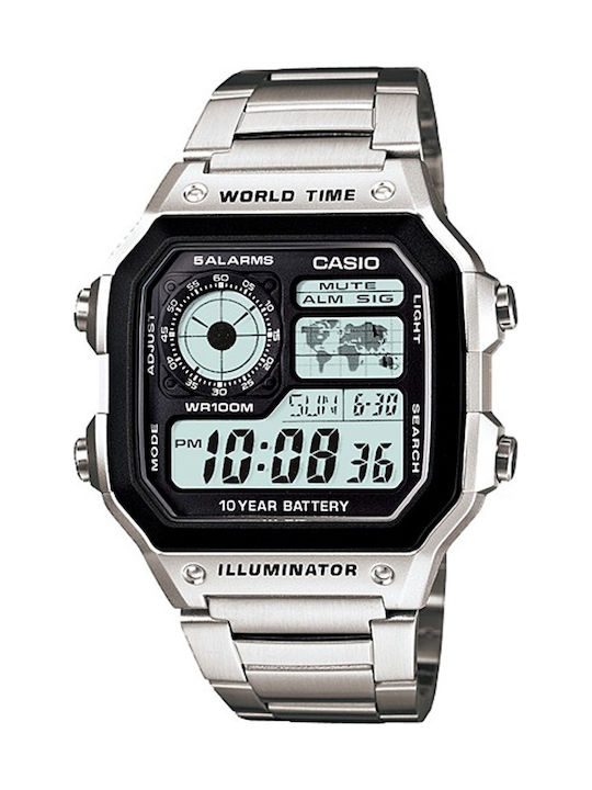 Casio Ανδρικό Ρολόι Μπαταρίας με Ασημί Ατσάλινο...