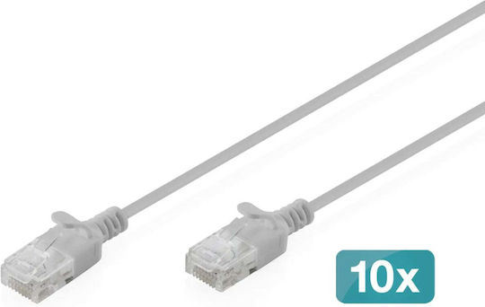 Digitus U/UTP Cat.6 (Gigabit) Καλώδιο Δικτύου Ethernet 5m Γκρι 10τμχ