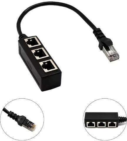 Cablu splitter Ethernet 24cm RJ45 masculin 1 la 3 adaptor feminin pasiv extensor rețea LAN