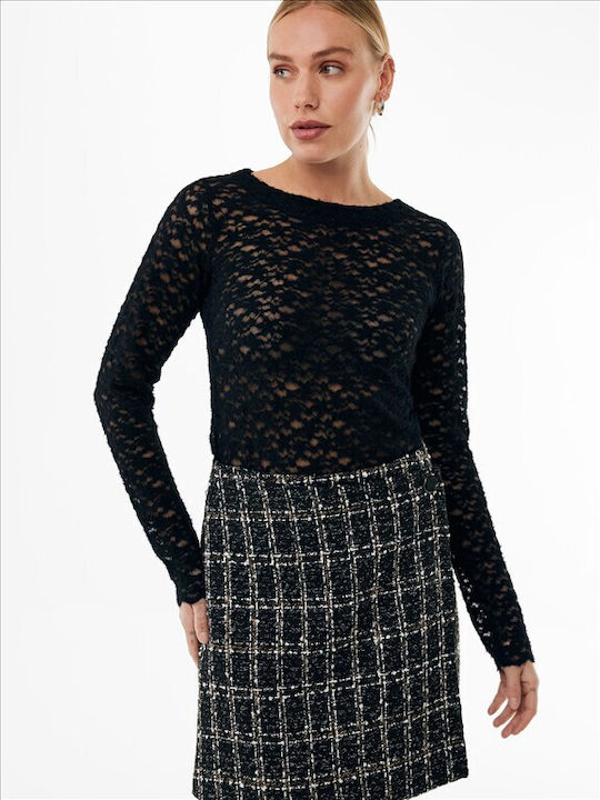 Mexx Bluza Damă Mânecă Lungă Floral Neagră
