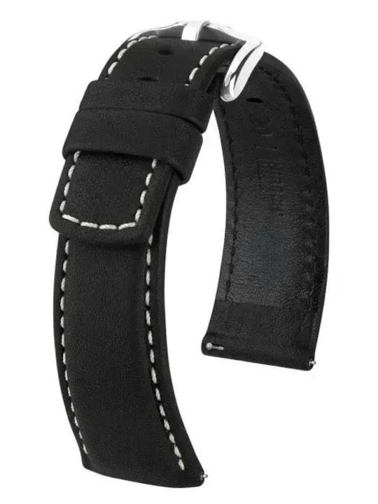 Hirsch Hirsch Mariner Lederriemen Schwarz 22mm