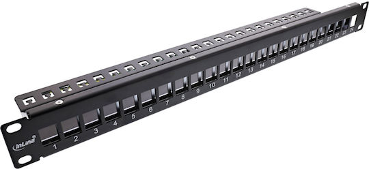 InLine Patch Panel Keystone για Rack 1U 19" 24 Θυρών Μαύρο