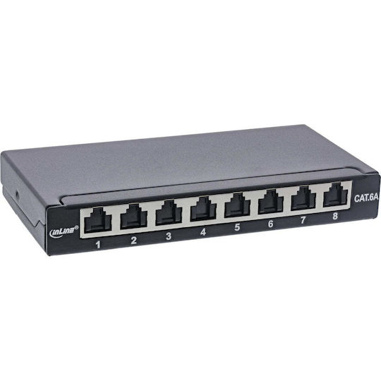 Inline Inline Patch Panel Cat.6a 0.5u 8 Θυρών Τραπέζι Τοίχο Ράγα Μαύρο