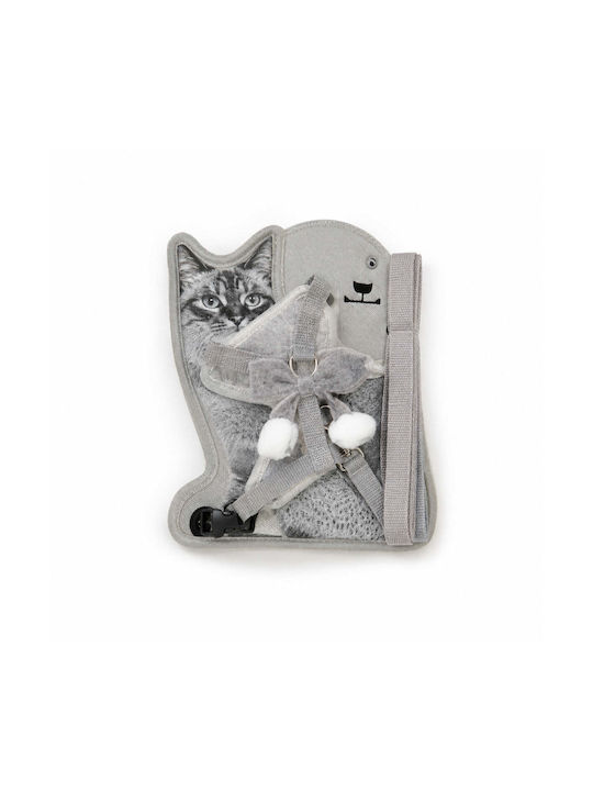Harness Typ Weste Katzen Kleine Hunde Leine Schleife Grau