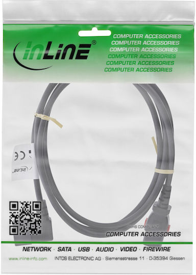 Power Cable Inline Inline C13 Lockable To Angled C14 Black 3m