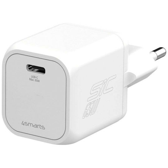 4Smarts Încărcător Fără Cablu cu Port USB-C 65W Power Delivery Alb (PDPlug SiC)