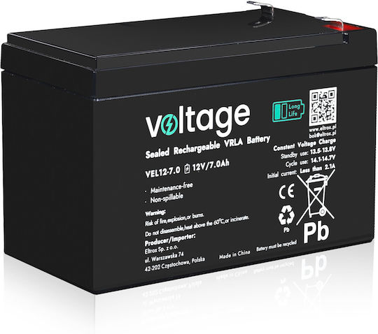 Voltage Μπαταρία UPS με Χωρητικότητα 7Ah και Τάση 12V