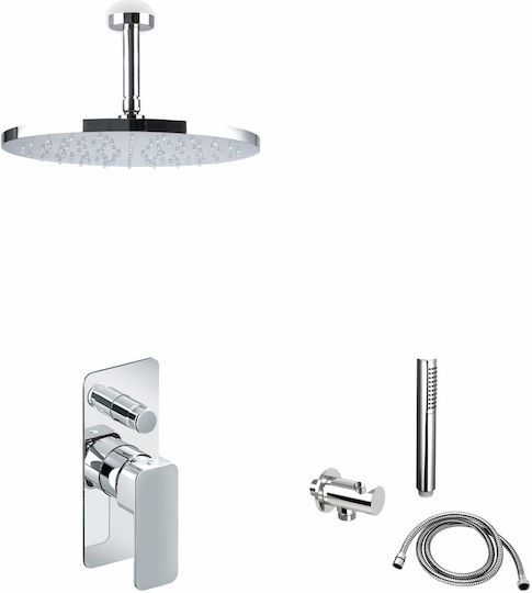 Eurorama Quadra Chrome για Ντουζιέρα 2 Εξόδων Ασημί