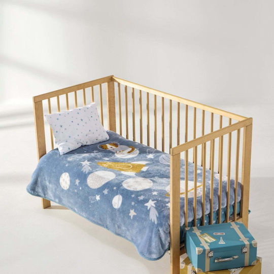 Kentia Velvet Blue Cot Blanket 100x140cm