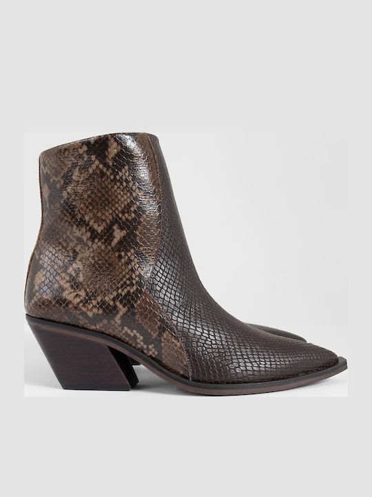 Leder Damen Stiefeletten Ankle Boots Braun