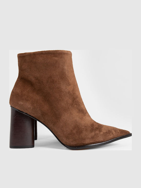 Suede Women's Ankle Boots Brown