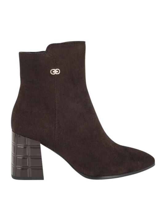 Seven Suede Γυναικεία Μποτάκια με Μεσαίο Τακούν...
