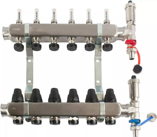 Ferro Distribuitor Cu 15 Căi Oțel Inoxidabil Inox Rotametre Supape Termostatice Supape De Golire Aerisitoare Automate