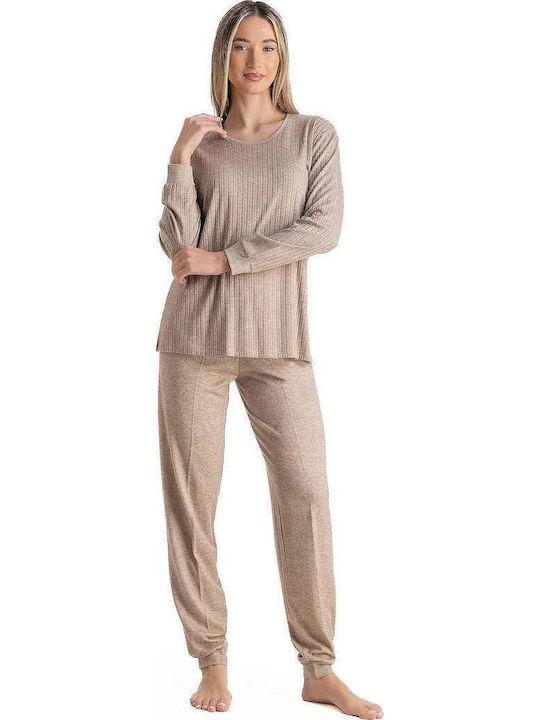 Relax Anatomic Set Pijamale De Damă De Iarnă Bej