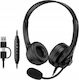 Genius HS-235U On Ear Multimedia Ακουστικά με μικρόφωνο και σύνδεση USB-A / USB-C