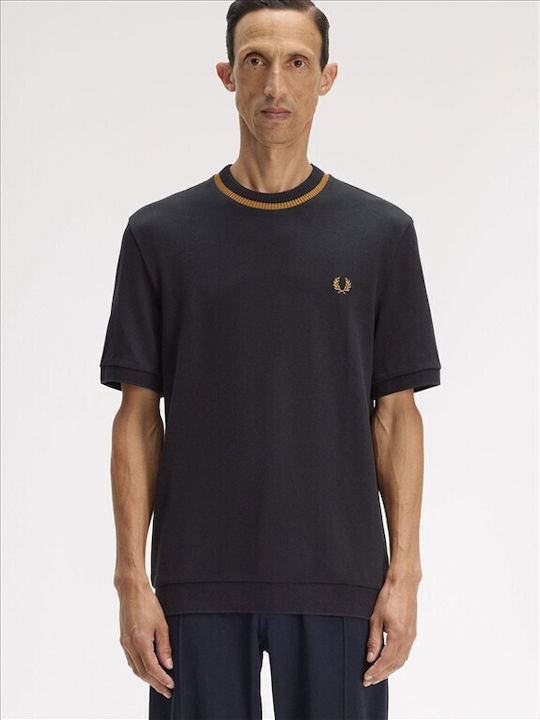 Fred Perry Ls Twin Tipped Herrenbluse Schwarz