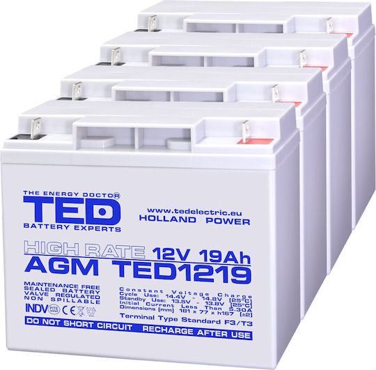 Batteriepack Kompatibel Apc Rbc55 48V 19Ah 4x12V TED Electric