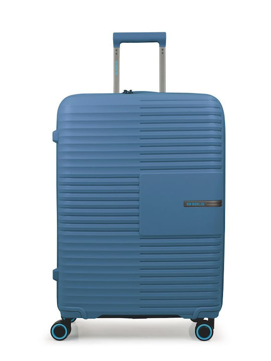 Bg Berlin Linea Medium Travel Suitcase Hard Blue with 4 Wheels Height 67cm