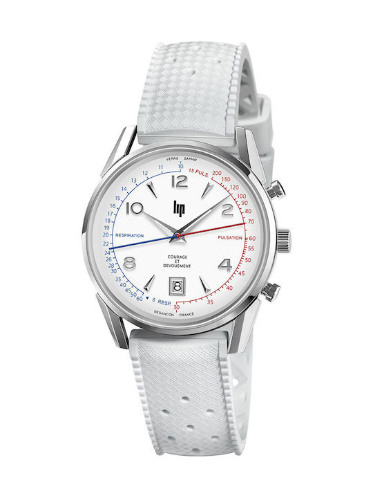 Womens Watch Chronograph Battery With White Rubber Strap