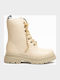 Kids Military Boots with Laces Beige