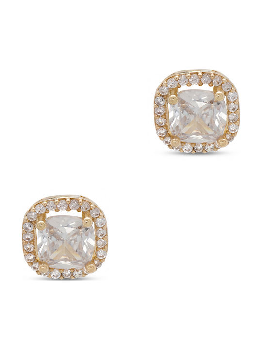 Earrings White Stones Yellow Gold 14 Carats Sk3960