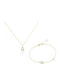 Set with Necklace & Bracelet from 9K Gold with Stones and Pearls