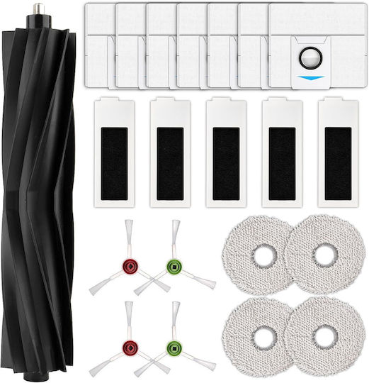 Set de accesorii pentru aspirator robot Evovacs Deebot 21 de piese compatibil cu T20 Omni T20e Max Pro 1 perie principală 4 perii laterale 7 saci de praf 5 filtre HEPA 4 lavete
