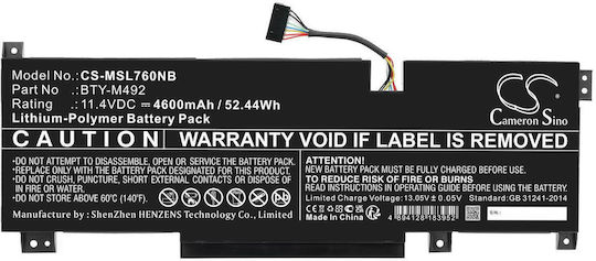 Батерия за лаптоп Msi Katana Gf76 11ud-050 Cs-msl760nb Bty-m492 11,4v 4600mah Cameron Sino