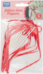 Red Bow Cake Topper Set Sticks 8 Pcs Pme