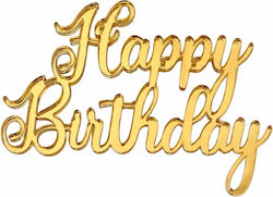Acrylic Cake Topper "happy Birthday" Gold Model 9 Cm Lumea