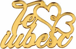 Acrylic Cake Topper "i Love You" Gold Model 9 Cm Lumea