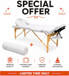 iCosmetics Pat De Fizioterapie Pliabil Alb Din Lemn 186x66cm Cu Husă De Transport Și Pernă Cilindrică iCosmetics Pat De Fizioterapie Pliabil Alb Din Lemn 186x66cm Cu Husă De Transport Și Pernă Cilindrică