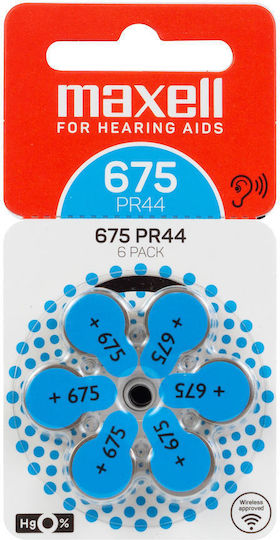 Zink Air Battery Maxell Za675 6pcs Button Hearing Aids