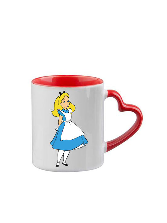 Tasse Alice Rote Henkel Herz Innenraum