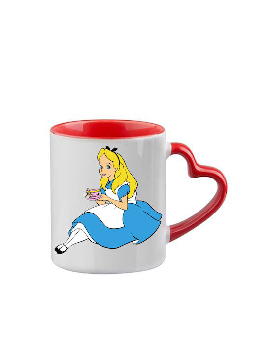 Tasse Alice Rote Henkel Herz Innenraum