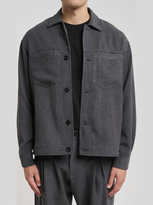 Long Sleeve Denim Overshirt Anthracite SANTO-5164 Anthracite