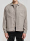 Long Sleeve Denim Overshirt Beige