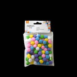 Metron Craft Πομ Πομ Blister 80 Τεμαχια 2cm Παστελ Χρωματα 12 Τεμαχια