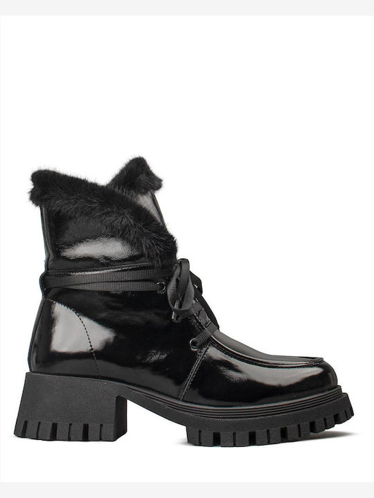 Wall Street Women's Ankle Boots with Fur Black